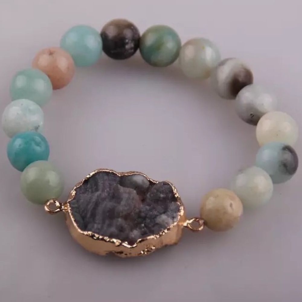Genuine Amazonite natural stone beads bracelet